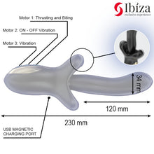 Vibrator dublu IBIZA Biting and Thrusting Vibrator, 10 funcții de mușcături, 10 funcții de penetrare automată, negru