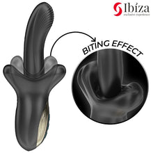 Vibrator dublu IBIZA Biting and Thrusting Vibrator, 10 funcții de mușcături, 10 funcții de penetrare automată, negru