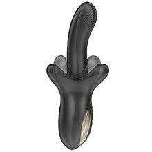 Vibrator dublu IBIZA Biting and Thrusting Vibrator, 10 funcții de mușcături, 10 funcții de penetrare automată, negru