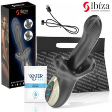 Vibrator dublu IBIZA Biting and Thrusting Vibrator, 10 funcții de mușcături, 10 funcții de penetrare automată, negru
