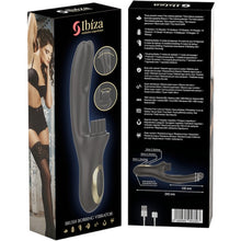 Vibrator rabbit IBIZA Brush Bobbing Vibrator, din silicon hipoalergenic, 10 funcții de vibrație, 7 funcții de mișcare, negru