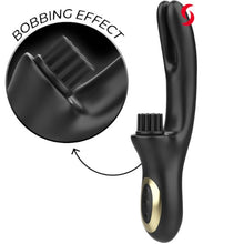 Vibrator rabbit IBIZA Brush Bobbing Vibrator, din silicon hipoalergenic, 10 funcții de vibrație, 7 funcții de mișcare, negru