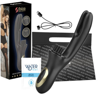 Vibrator rabbit IBIZA Brush Bobbing Vibrator, din silicon hipoalergenic, 10 funcții de vibrație, 7 funcții de mișcare, negru