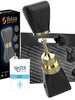 Stimulator clitoris IBIZA Clitorial Stimulator, în formă de fundă, cu 3 huse interschimbabile, 10 funcții de vibrație, negru cu auriu