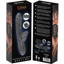 Vibrator dublu IBIZA Oscillating and Biting Vibrator, cu stimulator în formă de gură, cu funcții de mușcături, oscilații și vibrații, negru