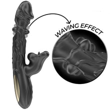 Vibrator dublu IBIZA Oscillating and Biting Vibrator, cu stimulator în formă de gură, cu funcții de mușcături, oscilații și vibrații, negru