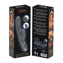 Vibrator rabbit IBIZA Rolling Ball Rabbit Vibrator, cu stimulator clitoris în formă de perlă, 7 funcții de vibrație, negru