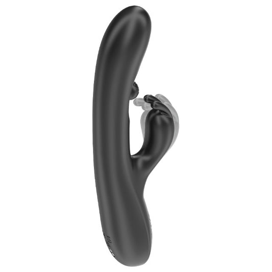 Vibrator rabbit IBIZA Rolling Ball Rabbit Vibrator, cu stimulator clitoris în formă de perlă, 7 funcții de vibrație, negru