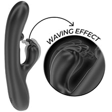Vibrator rabbit IBIZA Rolling Ball Rabbit Vibrator, cu stimulator clitoris în formă de perlă, 7 funcții de vibrație, negru