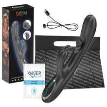 Vibrator rabbit IBIZA Rolling Ball Rabbit Vibrator, cu stimulator clitoris în formă de perlă, 7 funcții de vibrație, negru