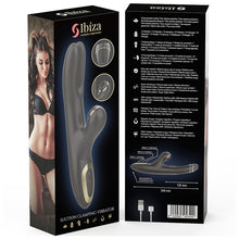 Vibrator rabbit IBIZA Suction Clamping Vibrator, din silicon hipoalergenic, 10 funcții de vibrație, 10 funcții de aspirare clitoridiană, negru