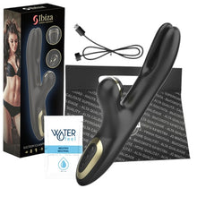 Vibrator rabbit IBIZA Suction Clamping Vibrator, din silicon hipoalergenic, 10 funcții de vibrație, 10 funcții de aspirare clitoridiană, negru