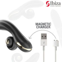 Vibrator dublu IBIZA Twister Vibrator, cu stimulator clitoris curbat, 10 funcții de rotație, 10 funcții de vibrație, negru
