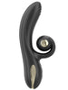 Vibrator dublu IBIZA Twister Vibrator, cu stimulator clitoris curbat, 10 funcții de rotație, 10 funcții de vibrație, negru