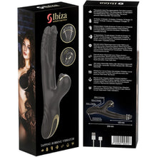 Vibrator rabbit dublu IBIZA Two Dragons, din silicon hipoalergenic, 10 funcții de vibrație, 10 funcții de tapping, negru