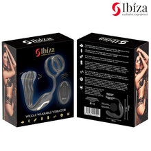 Inel dublu de penis cu vibrator anal IBIZA Wiggle Wearable Vibrator, control prin telecomandă, 10 funcții de rotație, negru