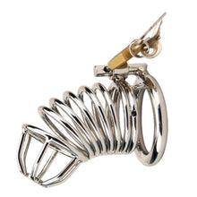 Cușcă pentru penis IMPOUND Spiral Male Chastity, pentru castitate bărbați, cu 3 inele pentru penis, din metal, culoare argintiu, diamentru 4 cm