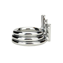 Cușcă pentru penis IMPOUND Spiral Male Chastity, pentru castitate bărbați, cu 3 inele pentru penis, din metal, culoare argintiu, diamentru 4 cm