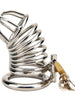 Cușcă pentru penis IMPOUND Spiral Male Chastity, pentru castitate bărbați, cu 3 inele pentru penis, din metal, culoare argintiu, diamentru 4 cm