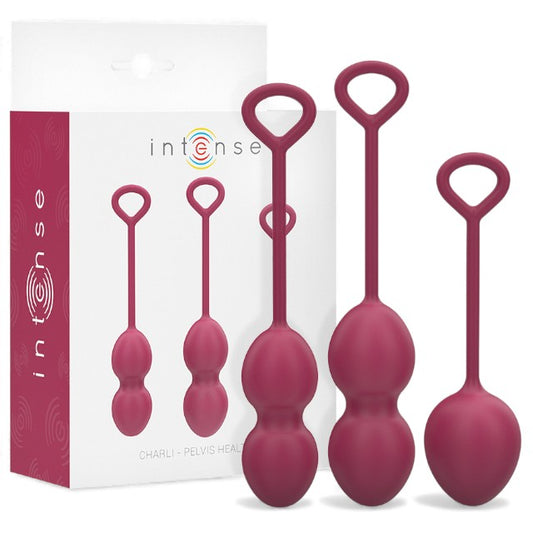 Set 3 bile kegel INTENSE Charli, pentru tonifierea mușchilor pelvieni, 3 dimensiuni, rezistente la apă, mov