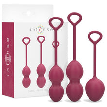 Set 3 bile kegel INTENSE Charli, pentru tonifierea mușchilor pelvieni, 3 dimensiuni, rezistente la apă, mov