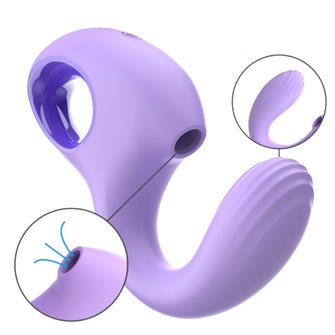 Vibrator dublu INTENSE BAXTER, pentru stimulare clitoridiană și vaginală, 10 funcții de vibrație, control prin telecomandă, mov