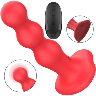 Vibrator INTENSE CODY, cu bază de fixare în formă de inimă, control prin telecomandă, 10 funcții de vibrație, roșu