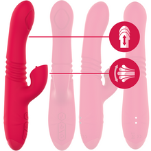 Vibrator rabbit INTENSE DUA Multifunction, cu 8 funcții de penetrare automată, 8 funcții de pulsații, 8 funcții de oscilații, roșu