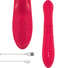 Vibrator rabbit INTENSE DUA Multifunction, cu 8 funcții de penetrare automată, 8 funcții de pulsații, 8 funcții de oscilații, roșu