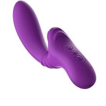 Vibrator dublu INTENSE HARRY, cu funcție de simulare sex oral, 20 funcții de vibrație, design curbat pentru stimularea punctului G, mov