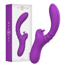 Vibrator dublu INTENSE HARRY, cu funcție de simulare sex oral, 20 funcții de vibrație, design curbat pentru stimularea punctului G, mov