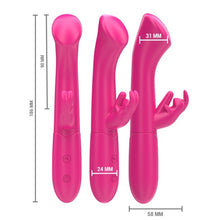 Vibrator rabbit INTENSE JULIETA, din silicon premium, pentru stimularea clitorisului și punctului G, 10 funcții de vibrație, culoarea roz