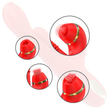 Vibrator triplu INTENSE Katy Multifunction, cu 4 capete interschimbabile, cu funcții diverse, rezistent la apă IPX7, roșu
