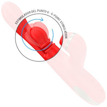Vibrator triplu INTENSE Katy Multifunction, cu 4 capete interschimbabile, cu funcții diverse, rezistent la apă IPX7, roșu