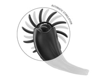 Inel pentru penis cu stimulator INTENSE Mabel, 10 funcții de vibrație, din silicon, rezistent la apă IPX7, negru