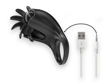 Inel pentru penis cu stimulator INTENSE Mabel, 10 funcții de vibrație, din silicon, rezistent la apă IPX7, negru