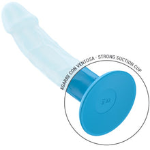 Vibrator realistic INTENSE PHOEBE, control prin telecomandă, 10 funcții de vibrație, bază cu ventuză pentru fixare, albastru