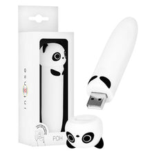 Stimulator clitoris INTENSE Poh Panda Vibrating Bullet, în formă de ursuleț panda, 8 funcții de vibrație, alb cu negru