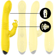 Vibrator rabbit INTENSE TOKY Multifunction, cu 8 funcții de penetrare automată, 8 funcții de pulsații, 8 funcții de oscilații, galben