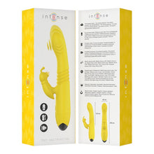 Vibrator rabbit INTENSE TOKY Multifunction, cu 8 funcții de penetrare automată, 8 funcții de pulsații, 8 funcții de oscilații, galben