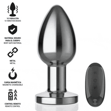 Vibrator anal INTENSE Vibrating Anal Plug L, control prin telecomandă, 10 funcții de vibrație, lungime 10.1 cm, argintiu