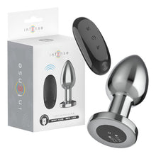 Vibrator anal INTENSE Vibrating Anal Plug L, control prin telecomandă, 10 funcții de vibrație, lungime 10.1 cm, argintiu