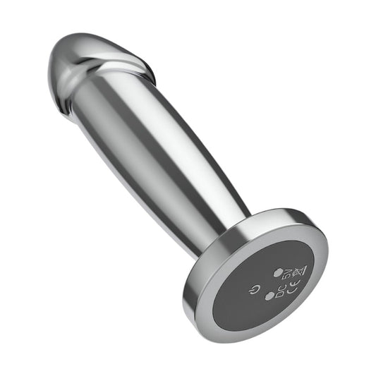 Vibrator anal INTENSE Vibrating Anal Plug S, control prin telecomandă, 10 funcții de vibrație, lungime 10 cm, argintiu