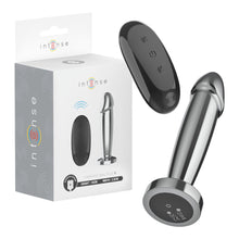 Vibrator anal INTENSE Vibrating Anal Plug S, control prin telecomandă, 10 funcții de vibrație, lungime 10 cm, argintiu