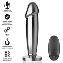 Vibrator anal INTENSE Vibrating Anal Plug S, control prin telecomandă, 10 funcții de vibrație, lungime 10 cm, argintiu