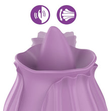 Vibrator clitoris INTENSE Azalea Clitoral Stimulator, în formă de trandafir, cu limbă, 10 funcții de mișcare ritmică, rezistent la apă, mov