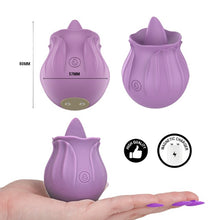 Vibrator clitoris INTENSE Azalea Clitoral Stimulator, în formă de trandafir, cu limbă, 10 funcții de mișcare ritmică, rezistent la apă, mov