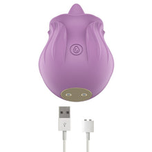 Vibrator clitoris INTENSE Azalea Clitoral Stimulator, în formă de trandafir, cu limbă, 10 funcții de mișcare ritmică, rezistent la apă, mov