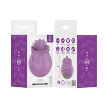 Vibrator clitoris INTENSE Azalea Clitoral Stimulator, în formă de trandafir, cu limbă, 10 funcții de mișcare ritmică, rezistent la apă, mov