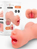 Masturbator manual INTENSE Riley Double, texturat pentru simulare orală și vaginală realistă, culoarea pielii, din TPE, 19 cm
